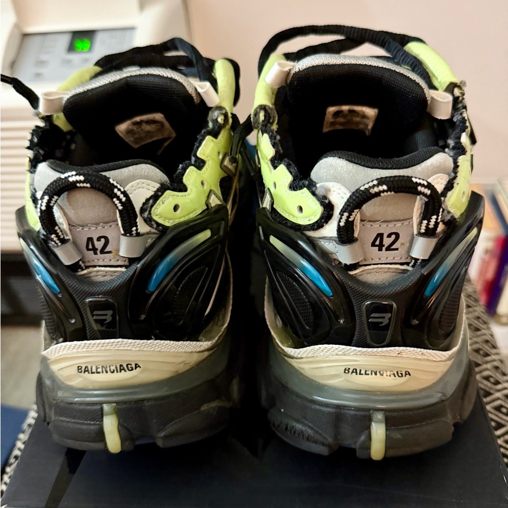 Balenciaga Mens Runner Sneakers - Black, Lime Green, and Silver - Picture 4 of 6